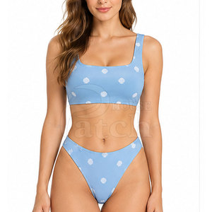 Ensemble bikini deux pièces pour femmes, maillot de bain haut de gamme, bas à coupe haute, imprimé personnalisé, tissu extensible, pour les vacances à la plage, vêtements d'été - Product Image 5