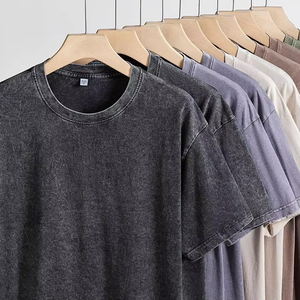 Camiseta lavada pesada Cuello redondo Algodón Oversize Camiseta de manga corta para hombre Camiseta de manga corta Vintage para hombre - Product Image 2