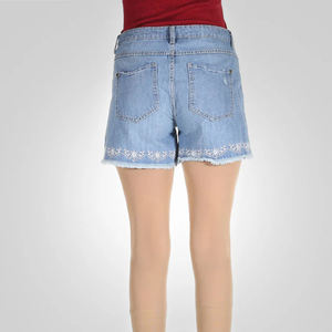 Femmes grande taille décontracté Denim Jean Shorts coton pantalon avec imprimé bleu Logo taille droite Style été mode - Product Image 4