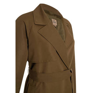 Manteau long trench-coat vintage kaki pour femme, double boutonnage, en mélange de laine, coupe-vent, élégant pour l'automne et l'hiver - Product Image 2