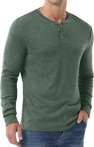 Camiseta de Manga Larga a Cuadros de Algodón 100% de Alta Calidad para Hombre, Corte Ajustado, Sin Cuello, para Fitness, Primavera - Product Image 2