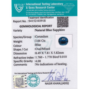 Saphir bleu 3,66 carats, pierre précieuse naturelle facettée, calibrée 10 mm, bleu royal, pierre lâche 8 mm de hauteur avec traitement thermique - Product Image 4