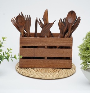 ที่เก็บช้อนส้อมทำจากไม้ขนาดเล็กอุปกรณ์จัดระเบียบงานทำมือเหมาะสำหรับเคาน์เตอร์ห้องครัวที่ดูเรียบง่ายและที่วางเครื่องใช้ที่เป็นมิตรต่อสิ่งแวดล้อม - Product Image 2
