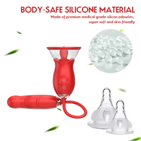 Rosenförmiger Doppelkopf-Vagina-Sauger Teleskop-Vibrator Nippelsauger Orale Stimulation Klitoris-Stimulator Sextoy für Frauen