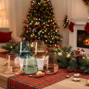 Copa de Vino Corta Tipo Globo, Cristal Soplado a Mano, Cristalería de Color, Clásica, 502 ml, Ecológica, para Bodas, Cumpleaños, Día de la Madre - Product Image 3