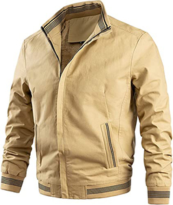 Blouson Bomber Homme Hiver Grande Taille Couleur Unie Col Montant Coupe-Vent Polyester/Coton Personnalisable – Meilleures Ventes - Product Image 3