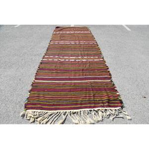 Tapis turc vintage traditionnel rouge 4.7x 13.5ft grande surface laine Latex support 10mm épaisseur Patchwork motif pour couloir chambre - Product Image 1