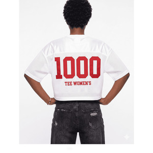 White <b>Mesh</b> Crop <b>Top</b> American Football Jersey Women <b>Mesh</b> V Neck Short Sleeve Boxy Fit Custom Streetwear Soccer Jersey Wholesale - Product Image 3