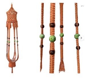 70s Retro Inspired <b>Large</b> Classic Macrame Plant Hanger with Vintage Ceramic <b>Beads</b> Customized Macrame Plant Hanger for Wall and W - Product Image 1