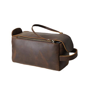 Medium Capacity Eco-Friendly PU Leather Travel Makeup Organizer Case Portable Large Cosmetic <b>Bags</b> Zipper Closure Strap for <b>Men</b> - Product Image 5