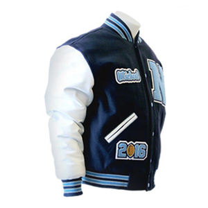 Venta al por mayor personalizada hombres Varsity chaqueta parches chaqueta bordado mangas de cuero personalizado béisbol Letterman Varsity chaqueta - Product Image 3