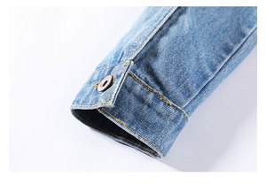 Chaqueta vaquera de temporada de invierno de estilo informal con patrón sólido personalizado para mujer, abrigos con logotipo frontal, procesamiento terminado - Product Image 6