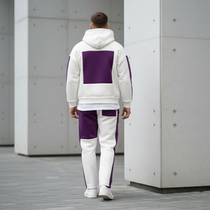 Conjunto Deportivo de Invierno para Hombre con Capucha, Ropa Personalizada de Calle, 2 Colores, 100% Algodón, Holgado, Transpirable, de 2 Piezas - Product Image 6