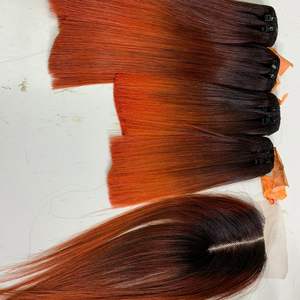 Peluca de pelo vietnamita de alta calidad, recta, Ombre, Color naranja, 100% sin procesar, sin enredos, sin desprendimiento, a buen precio - Product Image 3