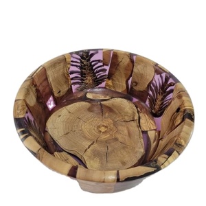 Résine de logo personnalisé SCI fait à la main indien avec vaisselle vintage en bois servant des bols à salade pour pâtes riz Dessert et soupe - Product Image 1