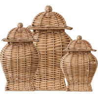 Meilleure vente de pots de gingembre en rotin tissés à la main pot de gingembre en osier coloré ensemble en blanc fait à la main du Vietnam