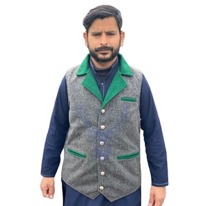 Dark Drey Men Chaleco de lana bávaro Oktoberfest bávaro 100% chaleco bordado de lino chaleco para hombres - Product Image 1