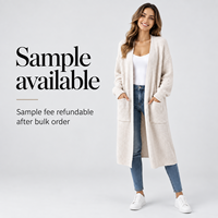 Pull ample pour femme, cardigan de couleur unie, veste longue en tricot avec poches, style ouvert, respirant pour l'hiver