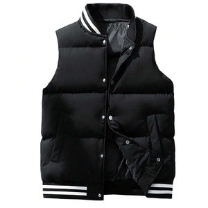 Custom Patch Logo 100% Polyester <b>Ribbed</b> Waist Waterproof Windbreaker Puffer <b>Vest</b> for <b>Men</b> Winter Eco-Friendly - Product Image 1