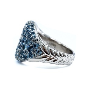 Bague en grappe de topaze bleue classique en or blanc massif 18 carats de haute qualité pour femmes personnalisée pour les cadeaux de mariage et de fête - Product Image 2