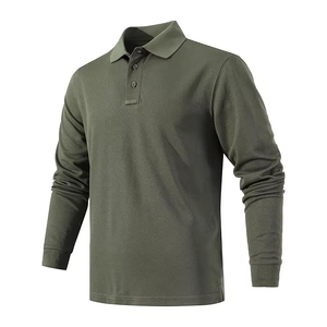 Polo de manga larga informal para hombre, Polo de secado rápido para actividades al aire libre, cómodo, personalizado, de talla grande, transpirable - Product Image 1
