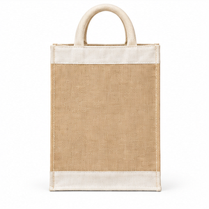 Sac fourre-tout en toile de jute naturelle avec poignées en corde, 13 x 15,5 x 4,5 pouces, logo personnalisé, grand sac de courses réutilisable, sac cadeau - Product Image 4