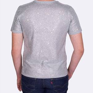 T-shirt d'été pour homme à col rond en tricot avec strass, couleur unie, écologique, polyester/coton, séchage rapide, respirant, haute qualité - Product Image 2