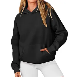 Chất Lượng Cao Womens Quá Khổ Áo Nỉ Lông Cừu Hoodies Dài Tay Áo Sơ Mi Áo Thun Mùa Thu Quần Áo Với Túi