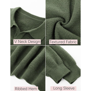 Suéter de Punto para Hombre, Casual, de Invierno, con Cierre de Cremallera de un Cuarto, Manga Larga, Color Sólido, Transpirable, Antiarrugas y Antiretráctil - Product Image 3