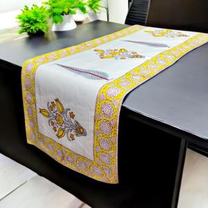 Blockprint Camino de mesa de algodón Bloque Impreso Camino de mesa Maja Estampado floral Manteles individuales y corredor de mesa - Product Image 1