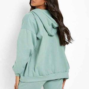 Conjunto de chándal personalizado para mujer, chándal con bordado desgastado verde, Sudadera con capucha y cremallera, trajes deportivos, chándal deportivo - Product Image 6