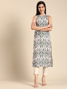 Mujeres motivos étnicos impreso Kurta indio Pakistán kameez - Product Image 2