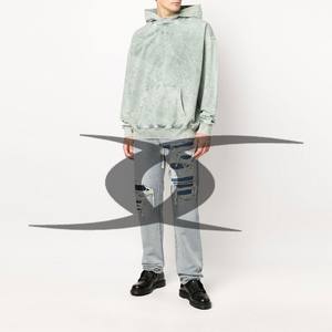 Custom Men's Acid Wash Distressed 100% Cotton Oversized Boxy <b>Thermal</b> <b>Hoodie</b> Sun Faded Streetwear for Winter Manufacturer Direct - Product Image 6