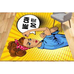 Tapis imprimé : Tapis de salon chic en chenille avec motif « Woman Power », tapis fin non tissé - Product Image 3