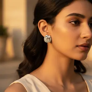 Boucles d'oreilles clous tendance pour femme en argent 925 avec agate turquoise et diamant, bijoux en or 14K et 18K, cadeau idéal pour les fiançailles - Product Image 2