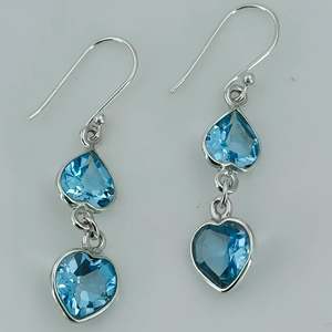Navya Craft 925 Solid Sterling Silver Fine <b>Stud</b> <b>Earrings</b> <b>Blue</b> Topaz Heart Shape Handmade for Women's Christmas Valentine's Day - Product Image 4