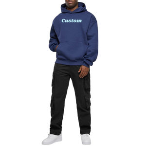 Sweat-shirts à capuche surdimensionnés en coton 100% de haute qualité, luxe OEM, impression de logo personnalisée, coupe classique, col à capuche uni - Product Image 1