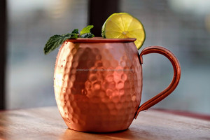 Taza de mula de Moscú de cobre y Metal Vintage de 18oz, taza de cerveza de agua con tapa para el hogar, Hotel, restaurante, uso en la cocina - Product Image 6