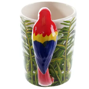 Juego de 2 Tazas con Asa 3D de Guacamaya, Estilo Artesanal, Aptas para Lavavajillas, para el Día del Padre o Cafeterías - Product Image 4
