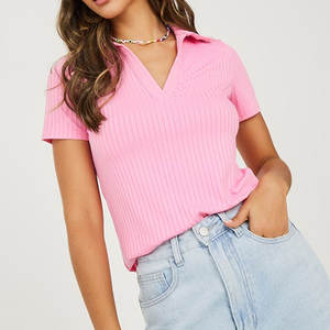 T-shirt décontracté classique pour femme, col anti-plis, avec couture de qualité supérieure, 100 % coton, options de couleurs en marque propre - Product Image 2