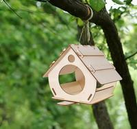 EN STOCK Cage à oiseaux en bois DIY, décoration d'intérieur, nichoir suspendu fait main pour l'extérieur, mangeoire à oiseaux à assembler, jouet décoratif pour enfants