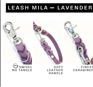 Conjunto de Collar y Correa para Perro de Cuero Trenzado Morado, Collar de Alta Calidad para Perros Galgo y Whippet - Product Image 2