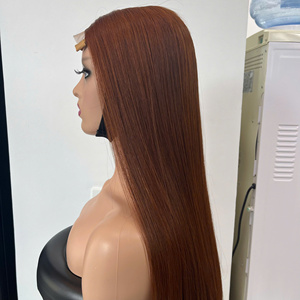 LINU Ginger Honey Virgin Vietnamese Lace Front <b>Wig</b> Double Drawn 250% Density HD Transparent for Lace Base <b>Long</b> Length 300gr - Product Image 4