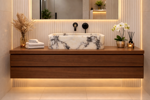 Natural Marble Bathroom Sink Rectangular Stone Vessel Sink Modern Vanity Wash <b>Basin</b> Handmade Countertop Sink for Hotel Bathroom - Product Image 3