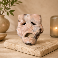 Masque en cristal sculpté en forme de visage triste, ornement en pierre naturelle pour décoration d'étagère, espace de méditation et exposition artistique