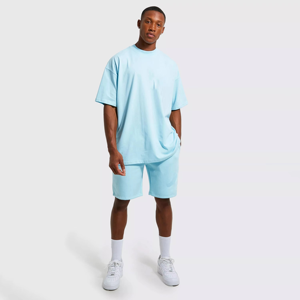 Conjunto de camiseta y pantalones cortos transpirables de 2 piezas para hombre, novedad de verano, ropa informal personalizada del fabricante, hecho de algodón - Product Image 3