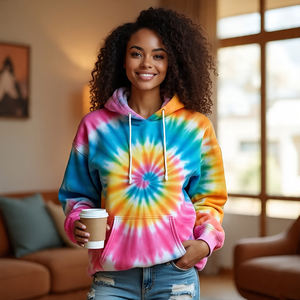 เสื้อมีฮู้ดของผู้หญิงพิมพ์ซับลิเมชันแบบระเหิดเสื้อฮู้ดกันลม400GSM ทรงหลวมเสื้อมีฮู้ดสำหรับสุภาพสตรี - Product Image 6