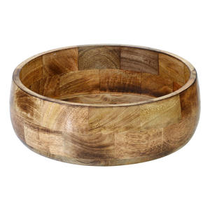 Tazón grande de madera ecológico para servir ensalada de frutas con utensilios para servir tazón de mezcla para preparación de fiestas Uso de mostrador de cocina - Product Image 1