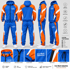 Survêtement sportif unisexe Iron Mark Industries, fermeture éclair intégrale, couleurs contrastées, léger, respirant, coupe confortable - Product Image 1