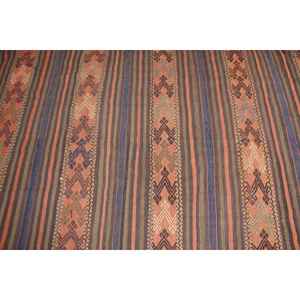 Tapis turc 4,6x7,9 pieds, tapis en laine vintage Kilim rayé orange - Product Image 4